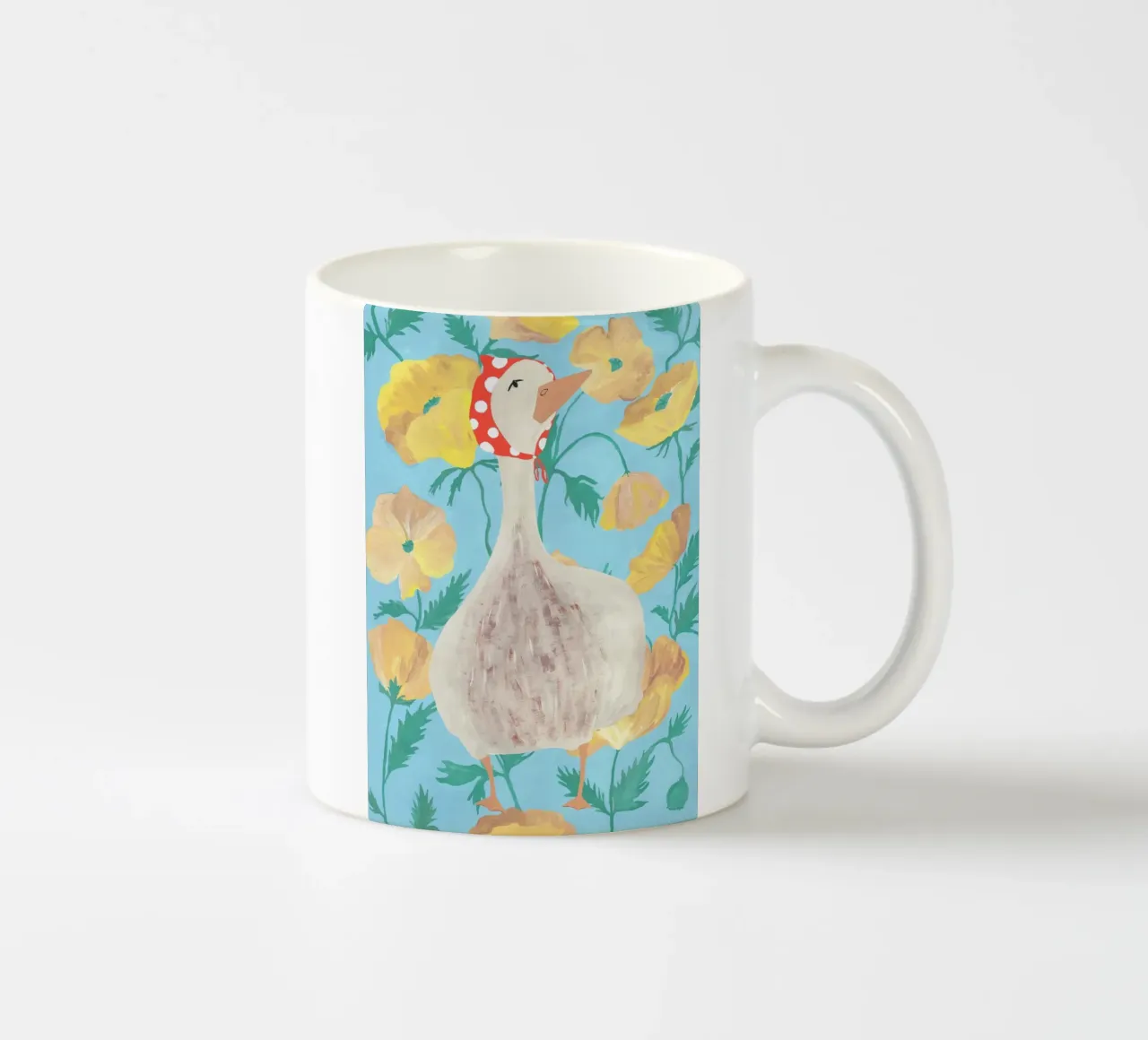 Duck on Floral Background 2 tazza in ceramica da Atelier Mave