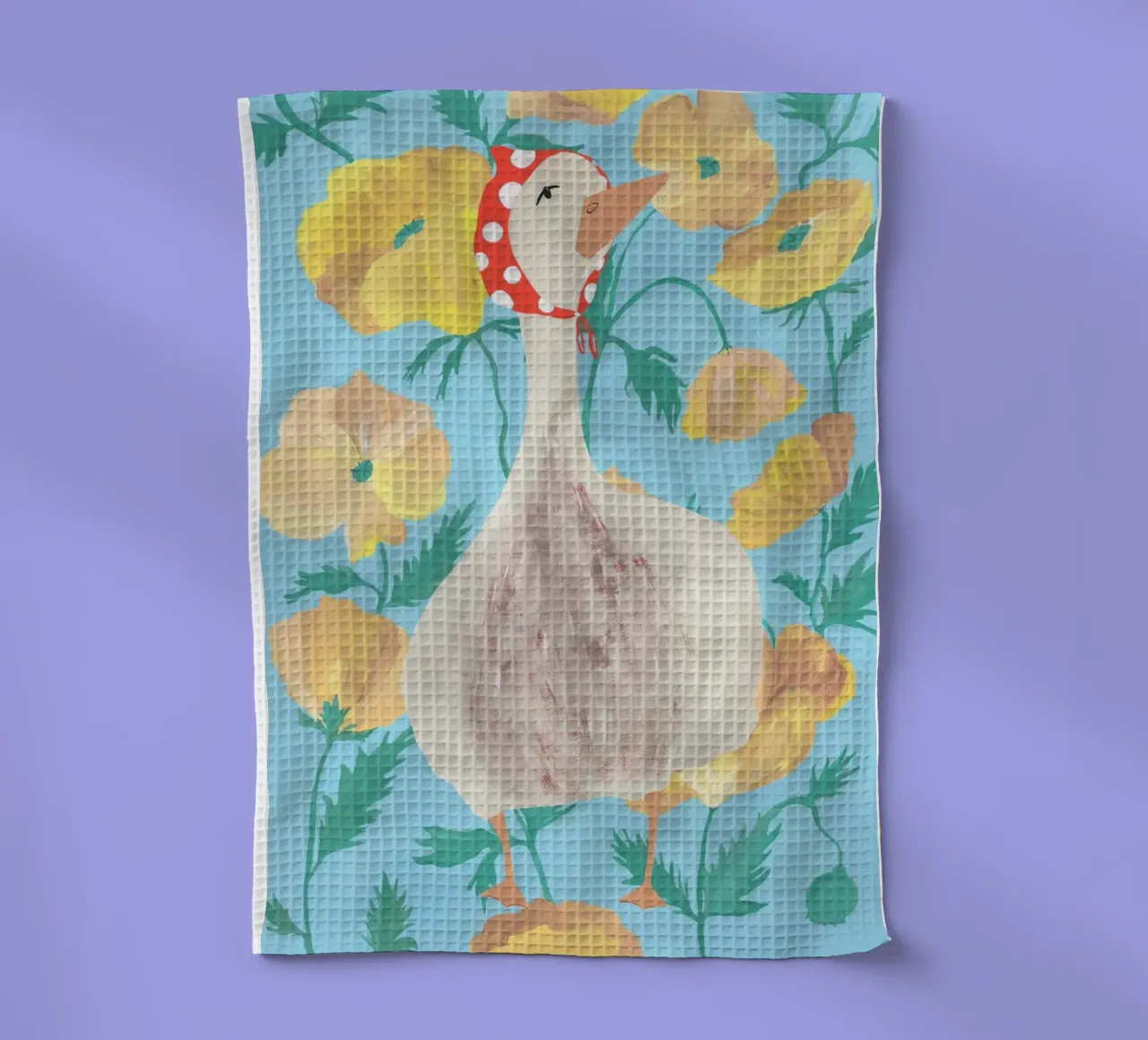 Duck on Floral Background 2 canovaccio da cucina da Atelier Mave