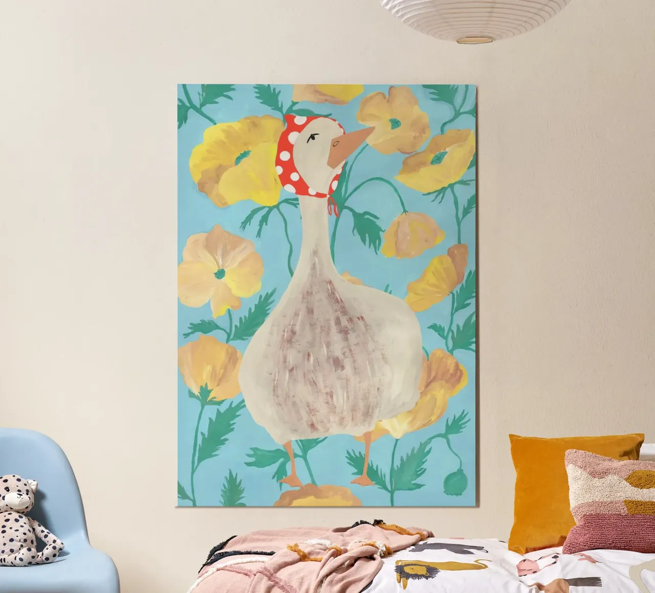 Duck on Floral Background 2 alluminio dibond da Atelier Mave