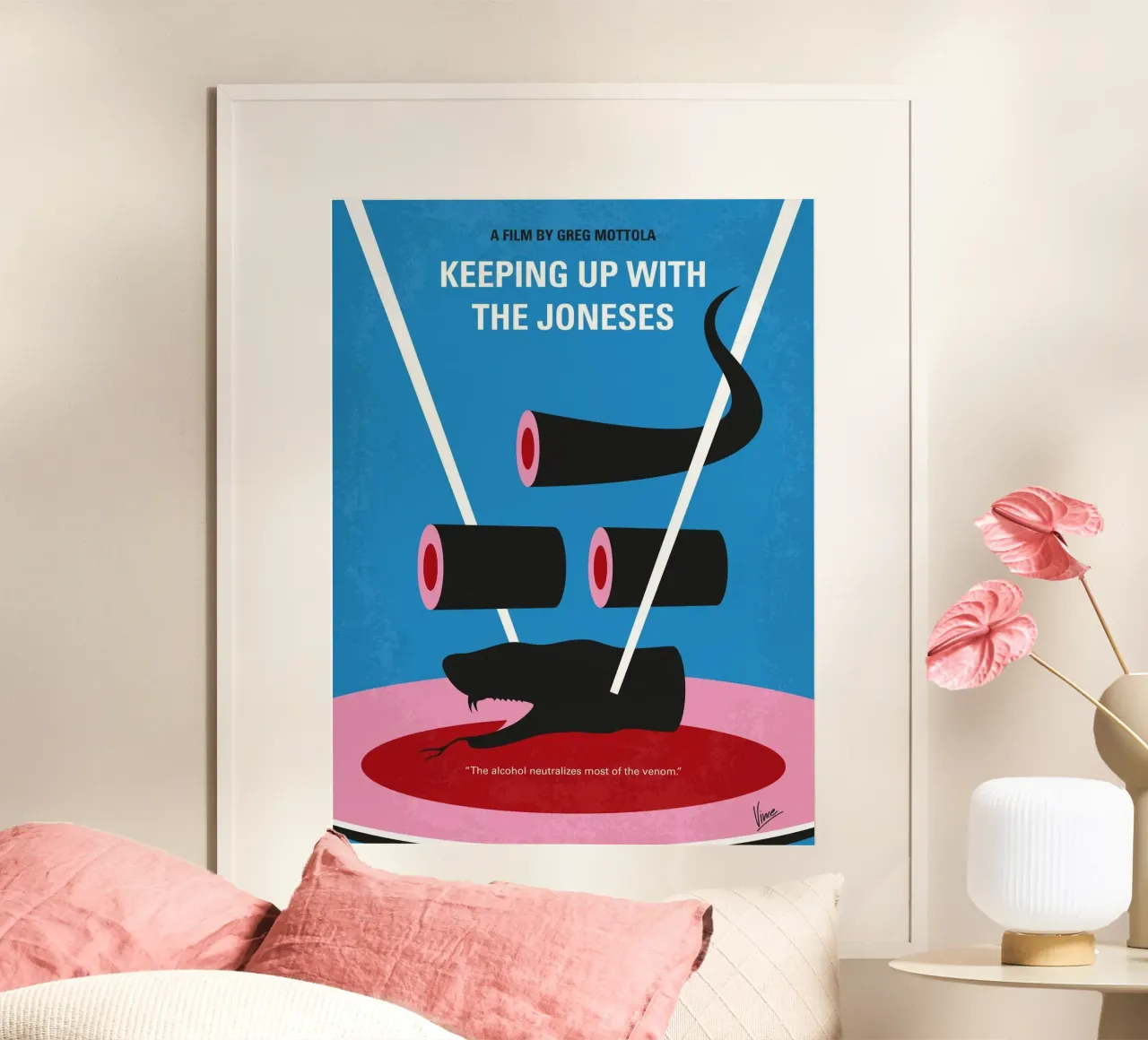 No922 My Keeping Up with the Joneses minimal movie poster poster with wooden frame by Chungkong