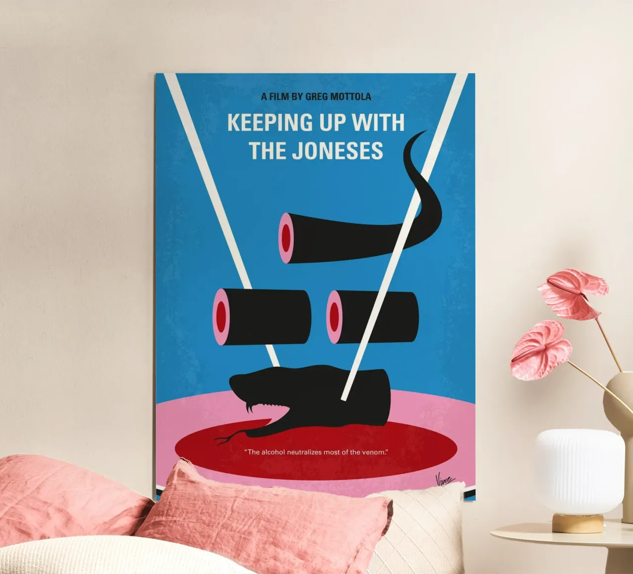 No922 My Keeping Up with the Joneses minimal movie poster poster with wooden frame by Chungkong