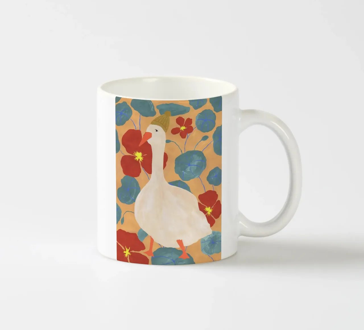 Duck on Floral Background 3 tazza in ceramica da Atelier Mave