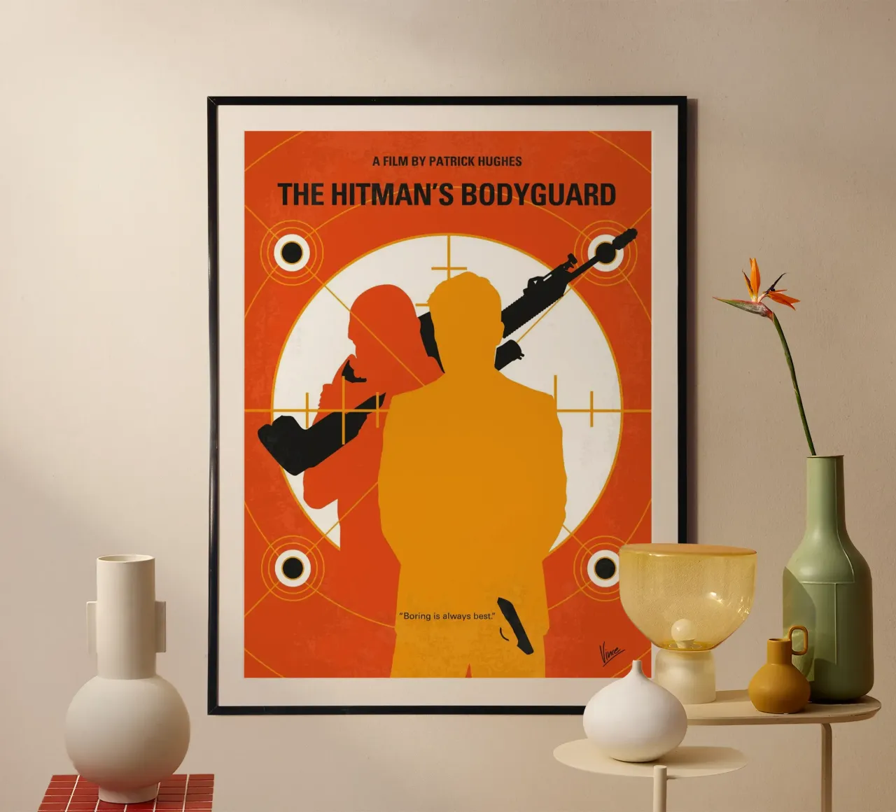 No926 My The Hitmans Bodyguard minimal movie poster poster con telaio in legno da Chungkong