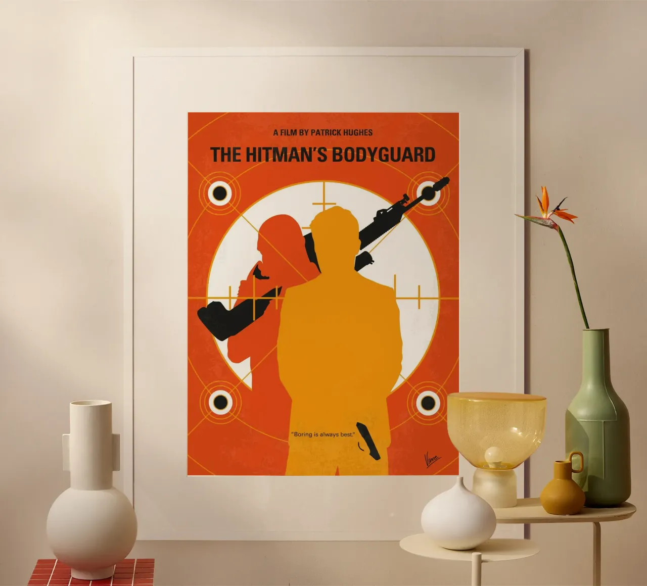 No926 My The Hitmans Bodyguard minimal movie poster poster con telaio in legno da Chungkong