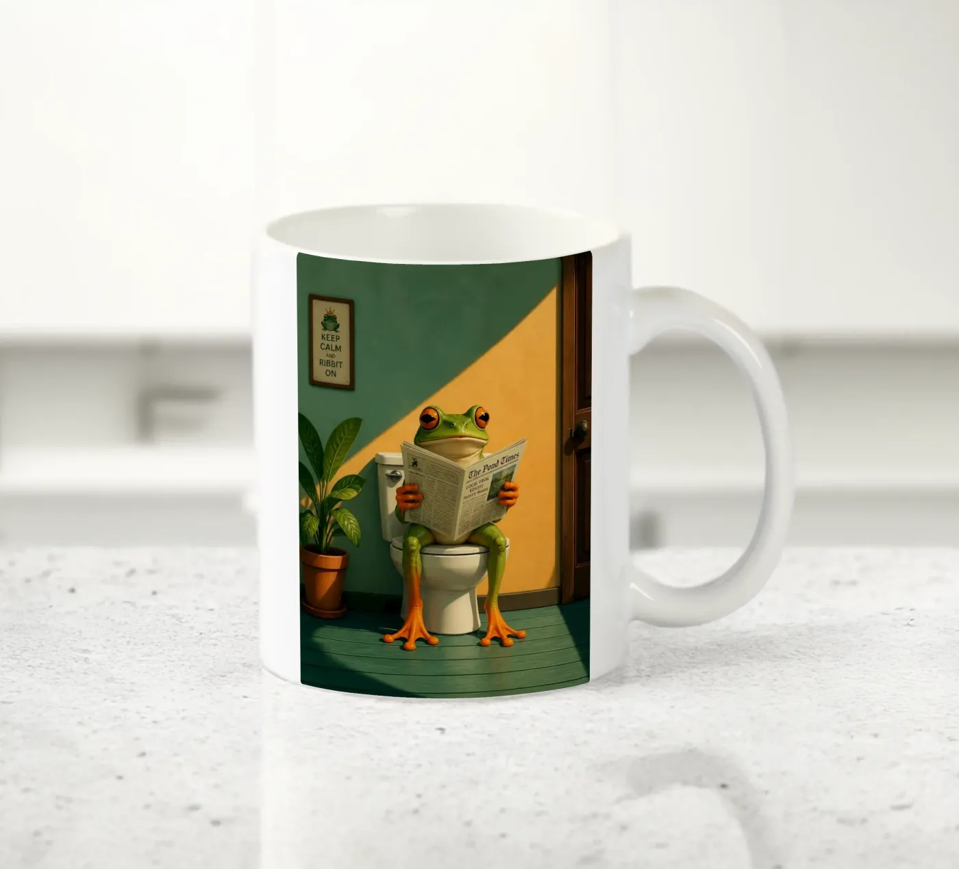 Reading Frog ceramic mug by Dayitakshara