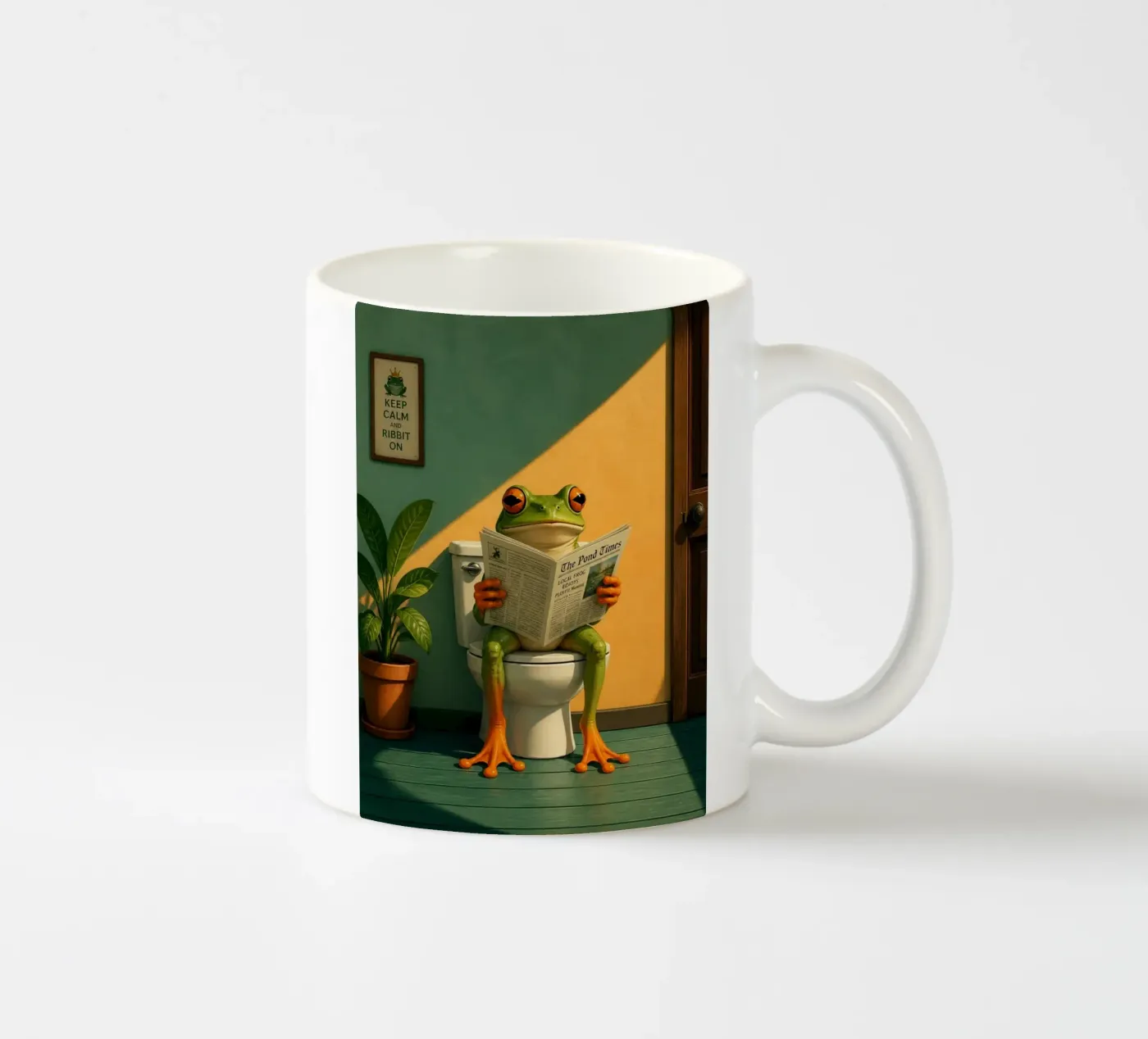 Reading Frog ceramic mug by Dayitakshara