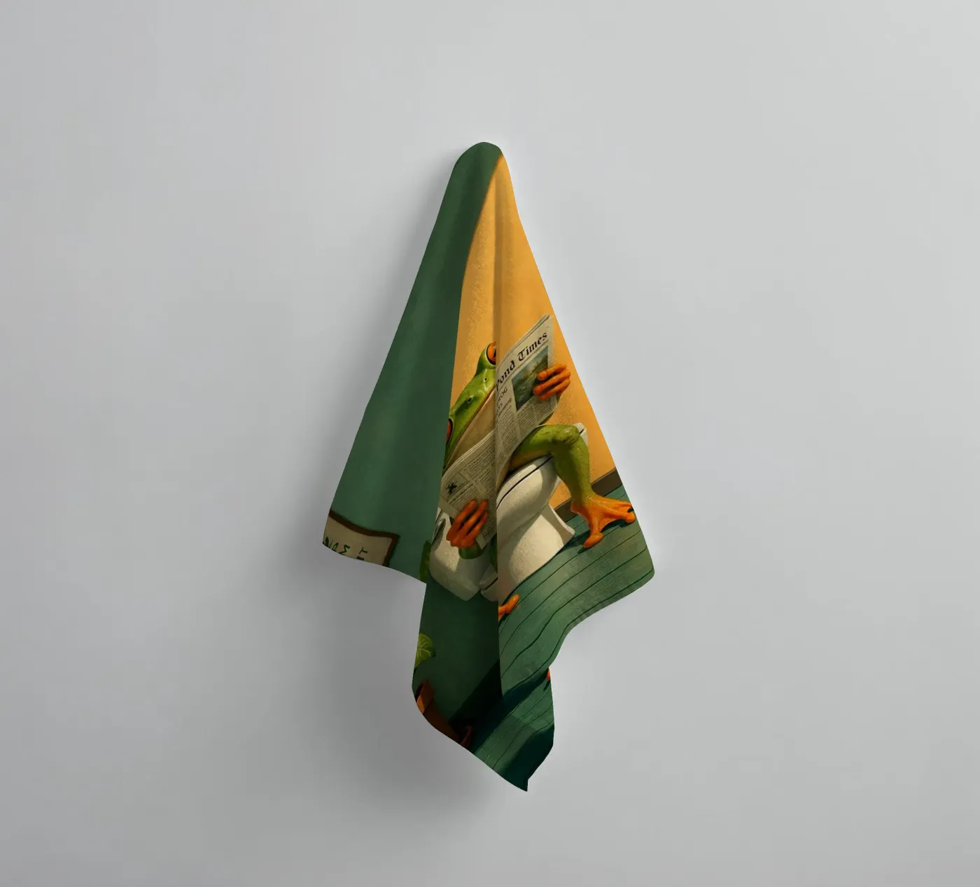 Reading Frog towel by Dayitakshara