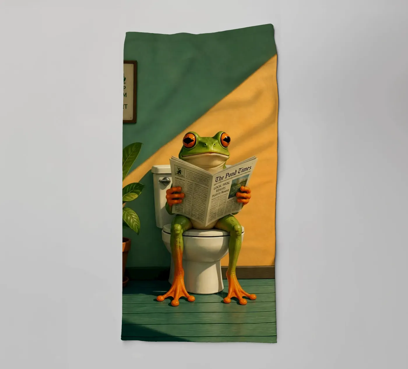 Reading Frog towel by Dayitakshara