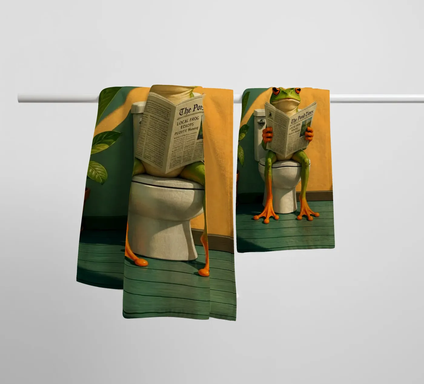 Reading Frog towel by Dayitakshara