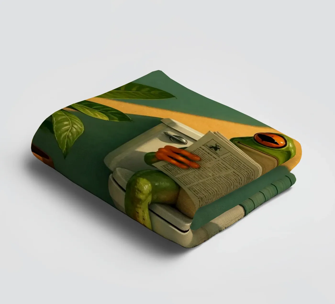 Reading Frog towel by Dayitakshara
