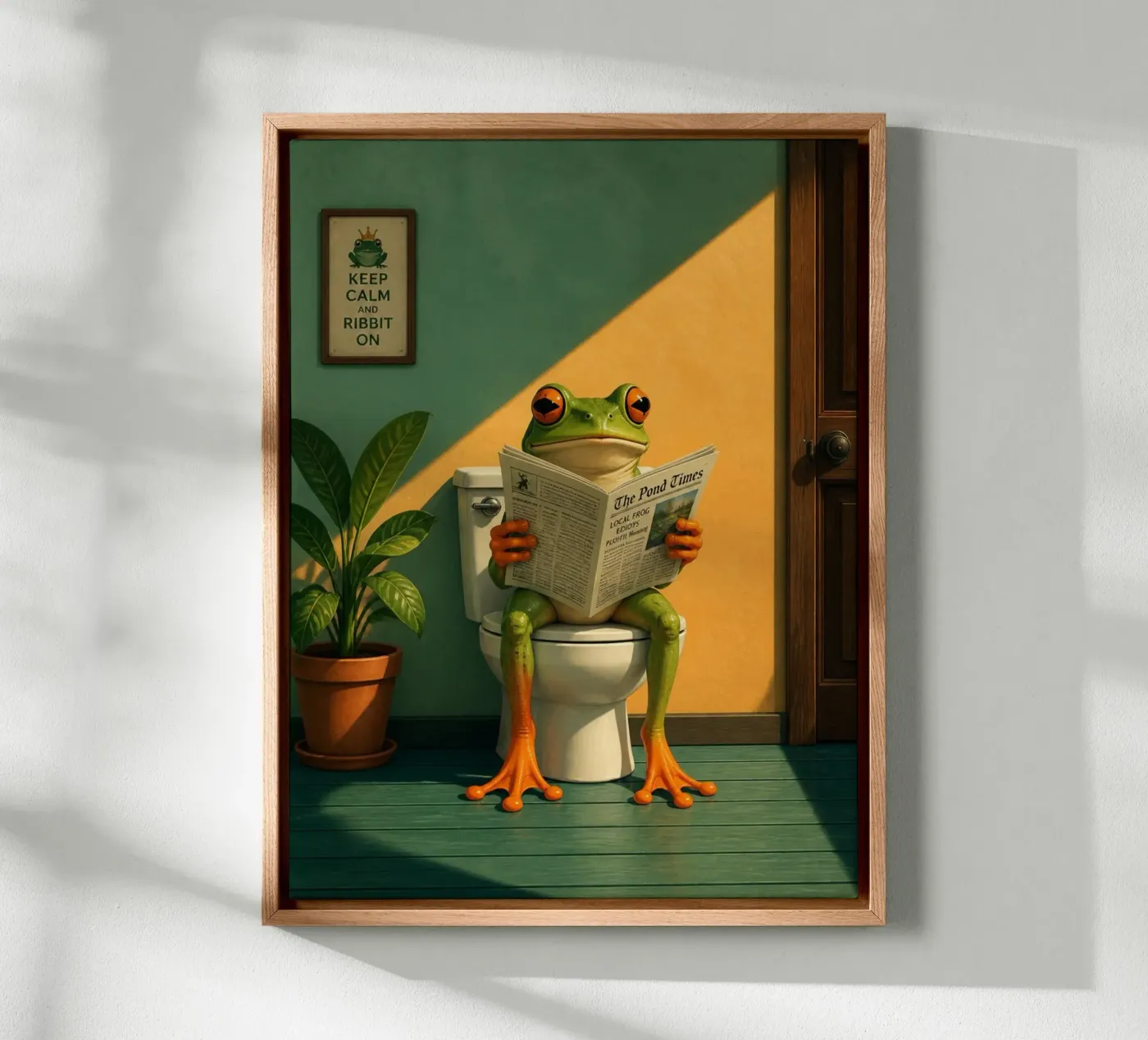 Reading Frog canvas by Dayitakshara