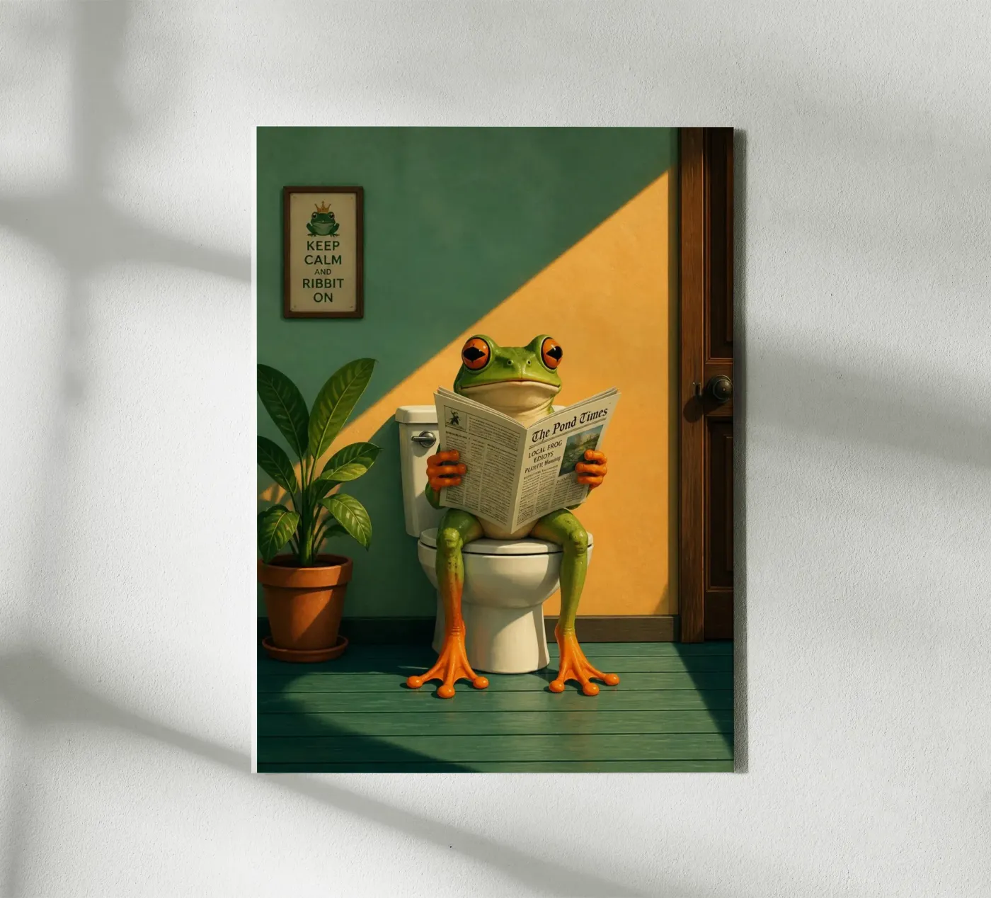 Reading Frog canvas by Dayitakshara