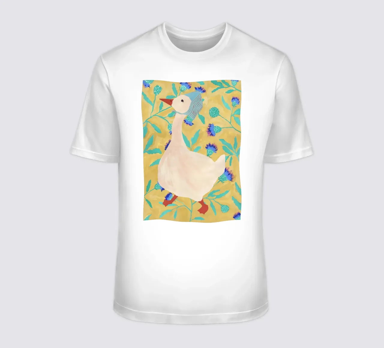 Duck on Floral Background 4 t-shirt da Atelier Mave