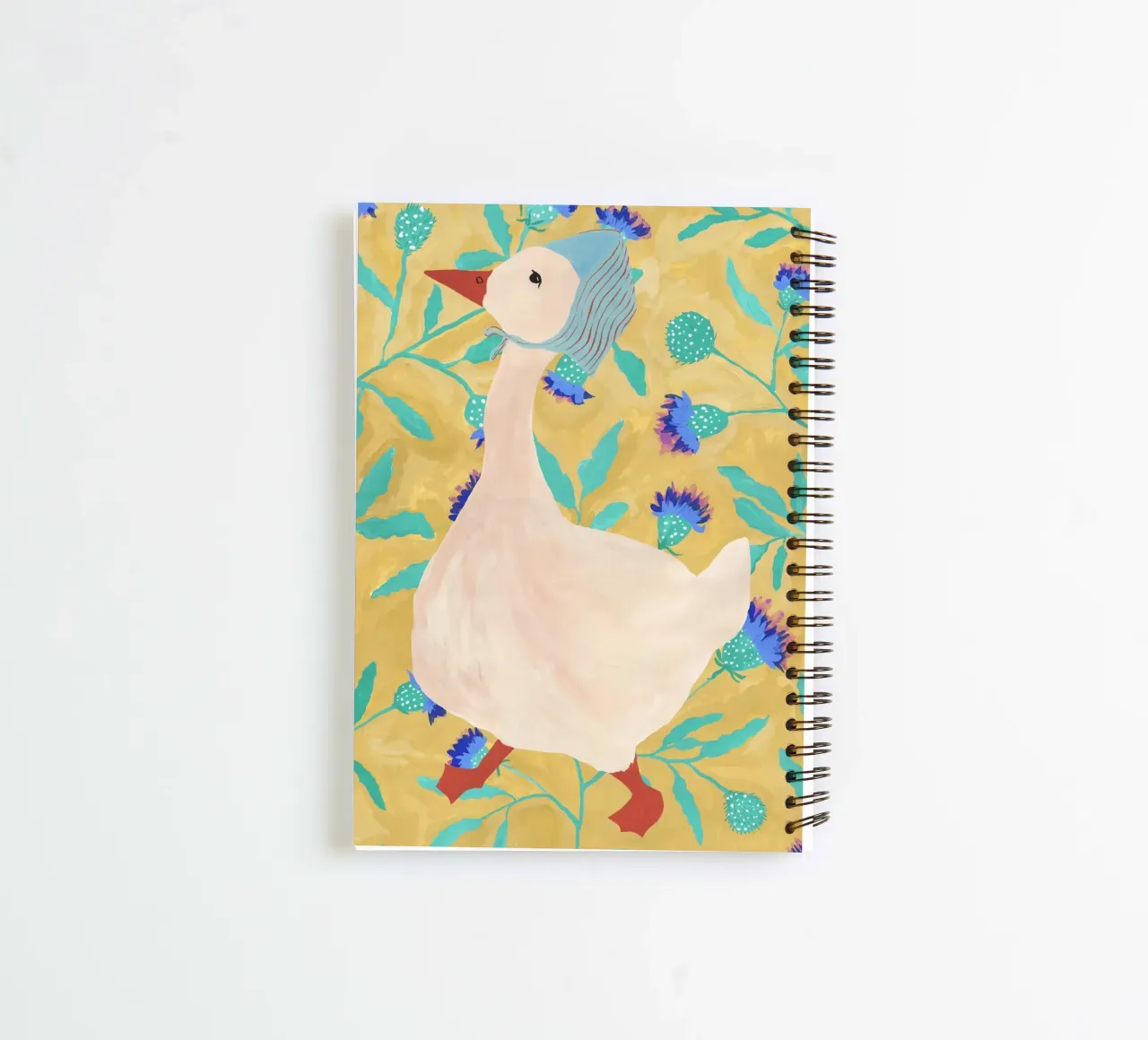 Duck on Floral Background 4 spiral notebook by Atelier Mave