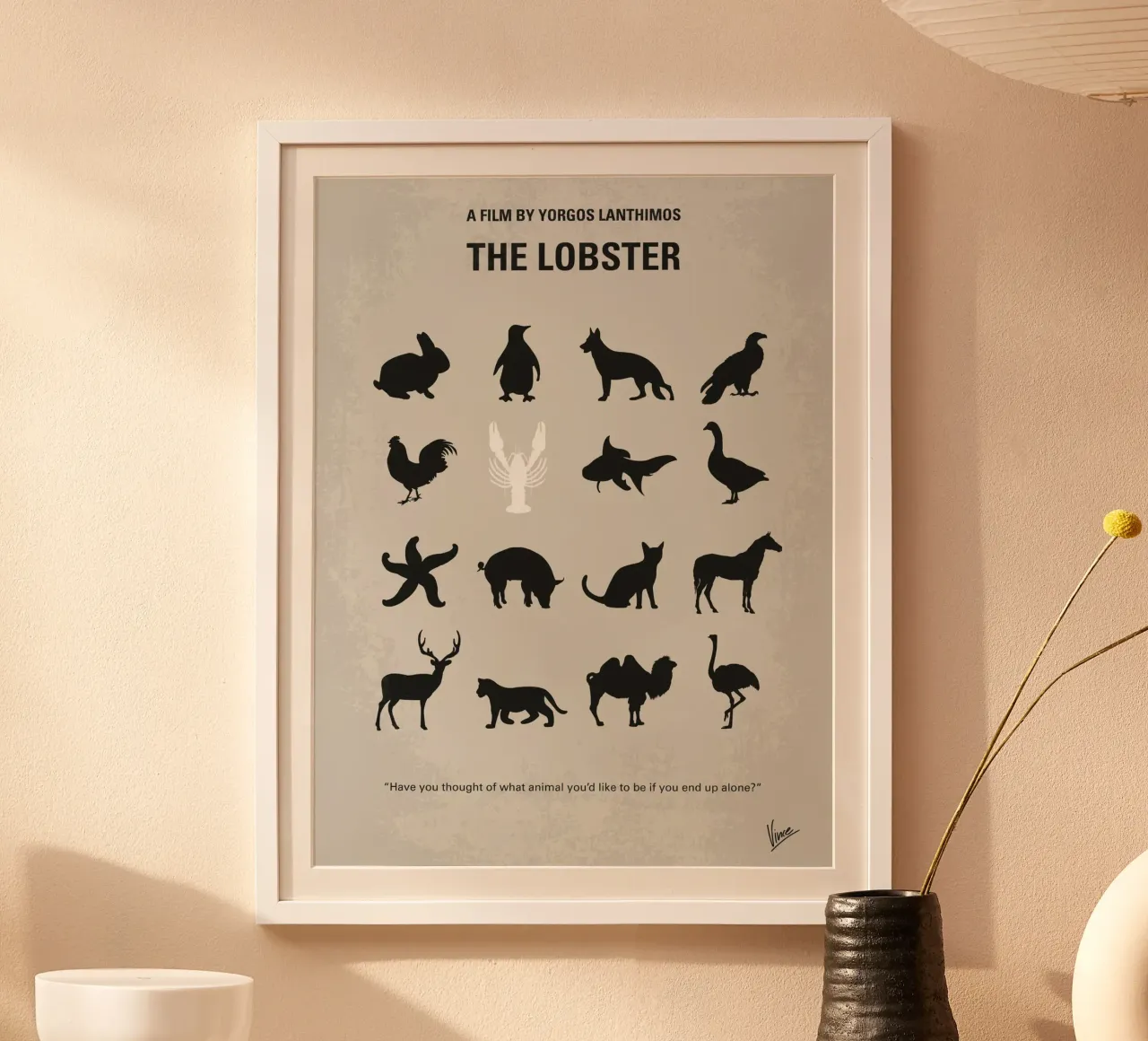 No939 My The lobster minimal movie poster poster met houten frame van Chungkong