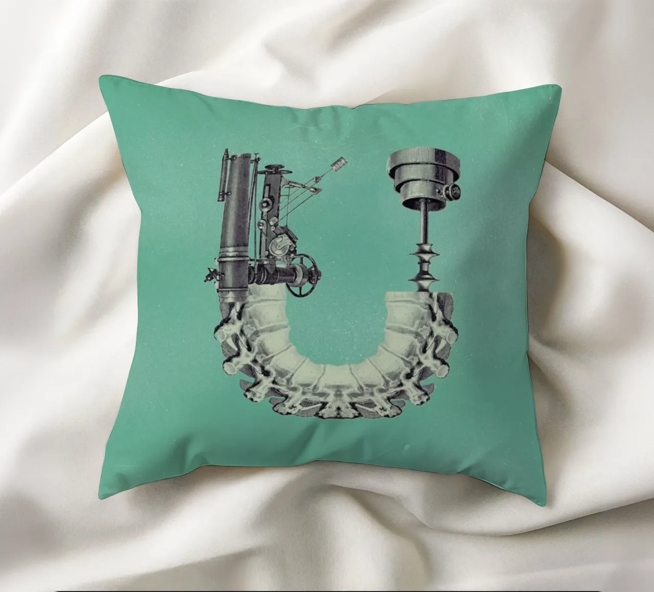 Steampunk Alphabet Letter U decorative cushion by Birgit Palma
