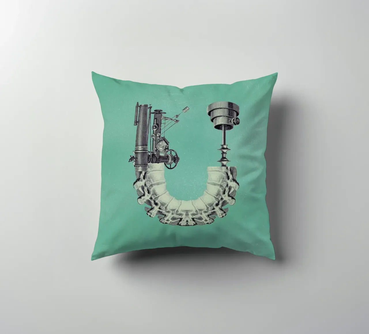 Steampunk Alphabet Letter U decorative cushion by Birgit Palma