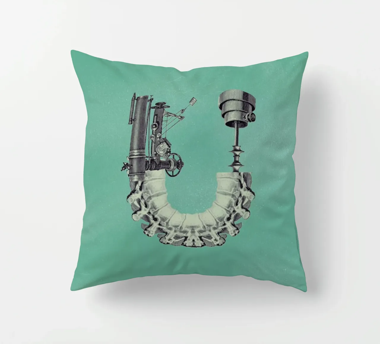 Steampunk Alphabet Letter U decorative cushion by Birgit Palma