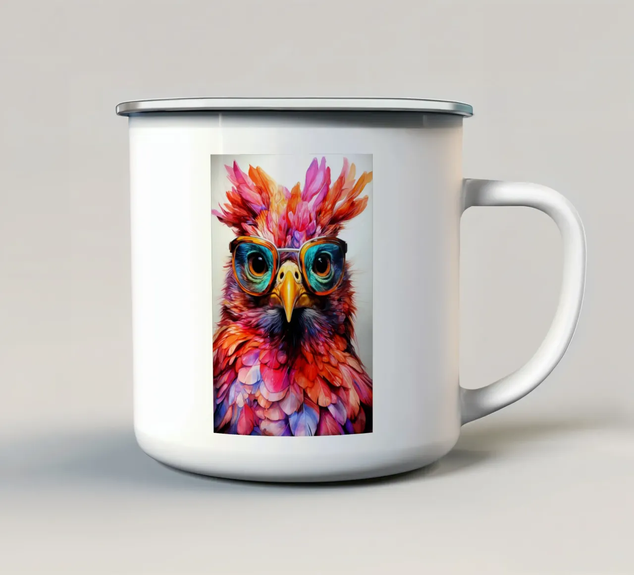 Uccello pazzo arte animale tazza in smalto da Justyna Jaszke JBJart