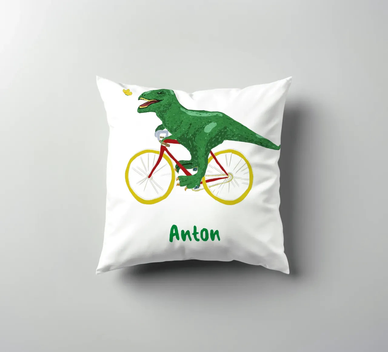 Dino in bicicletta cuscino da Illustration Raissa Oltmanns