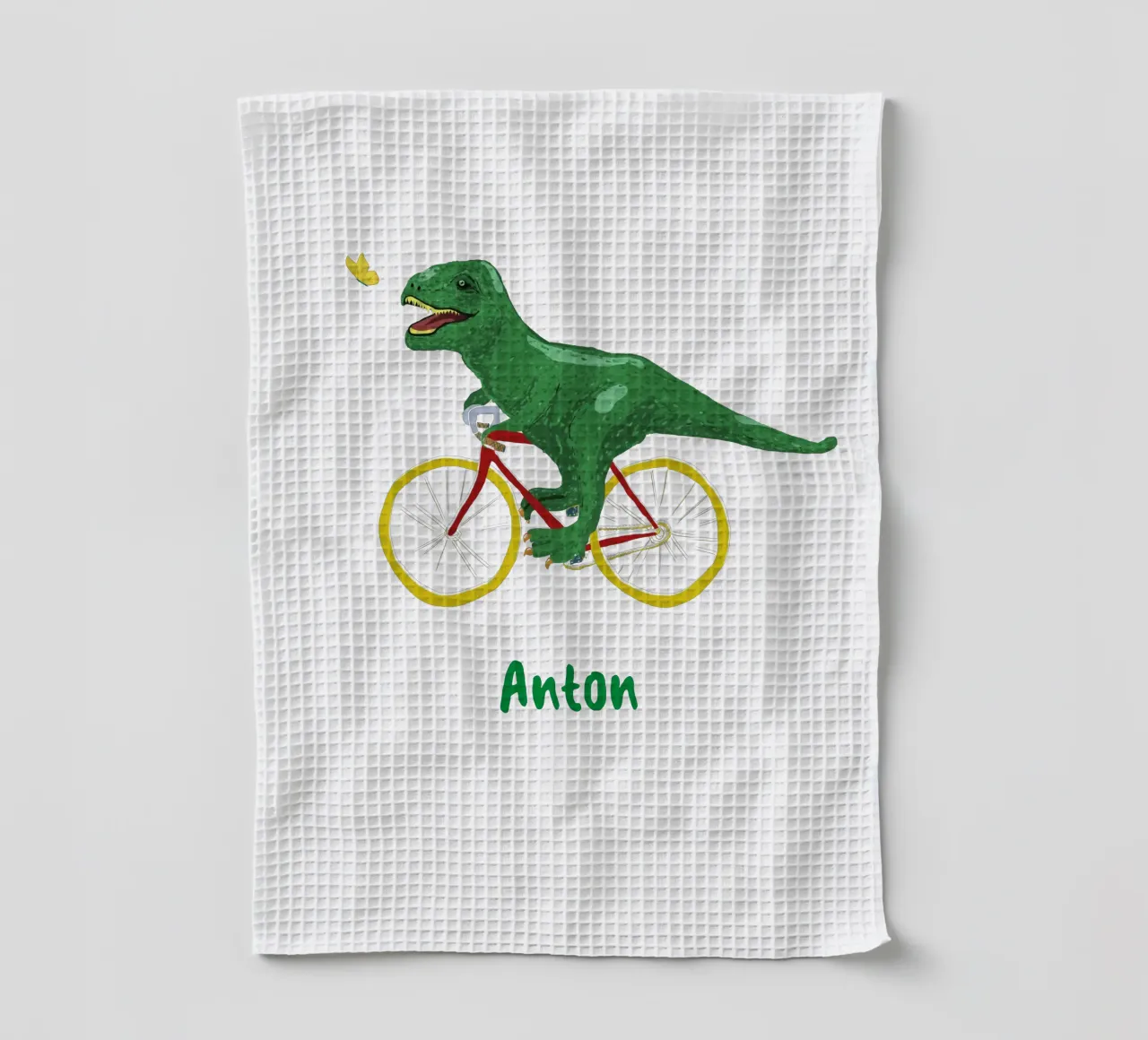 Dino in bicicletta canovaccio da cucina da Illustration Raissa Oltmanns