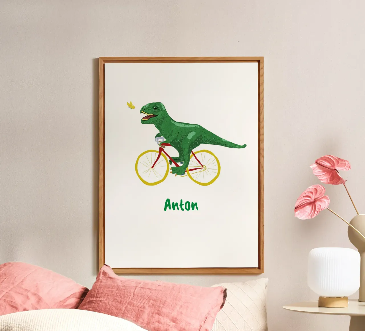 Dino in bicicletta alluminio dibond da Illustration Raissa Oltmanns