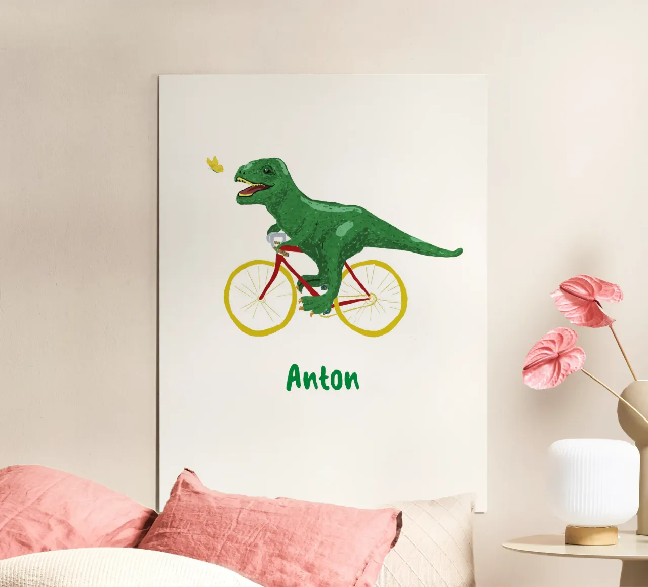 Dino in bicicletta carta hahnemühle da Illustration Raissa Oltmanns