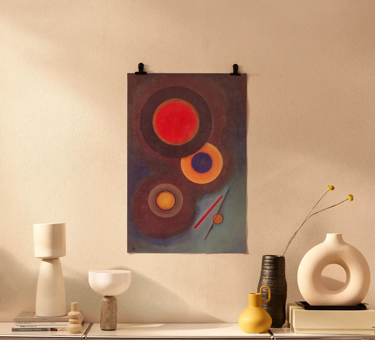 Kandinsky - Composizione con cerchi e linee poster con telaio in alluminio da ARTOTHEK