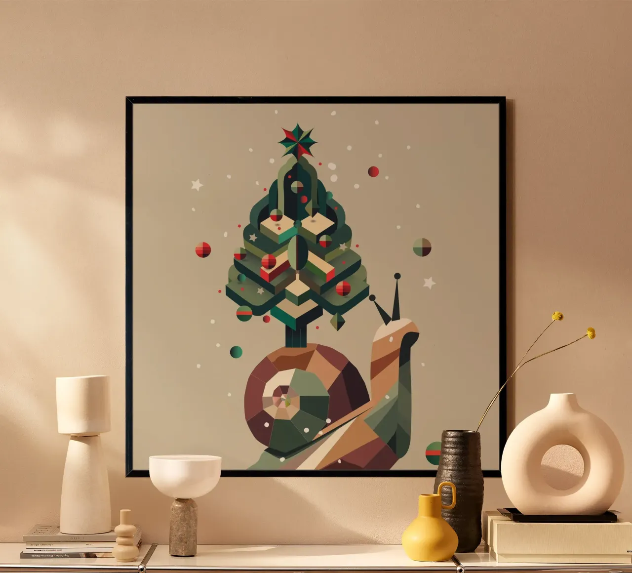 Lumaca di Natale allegra e creativa - Festosa e giocosa poster con telaio in plastica da namosh