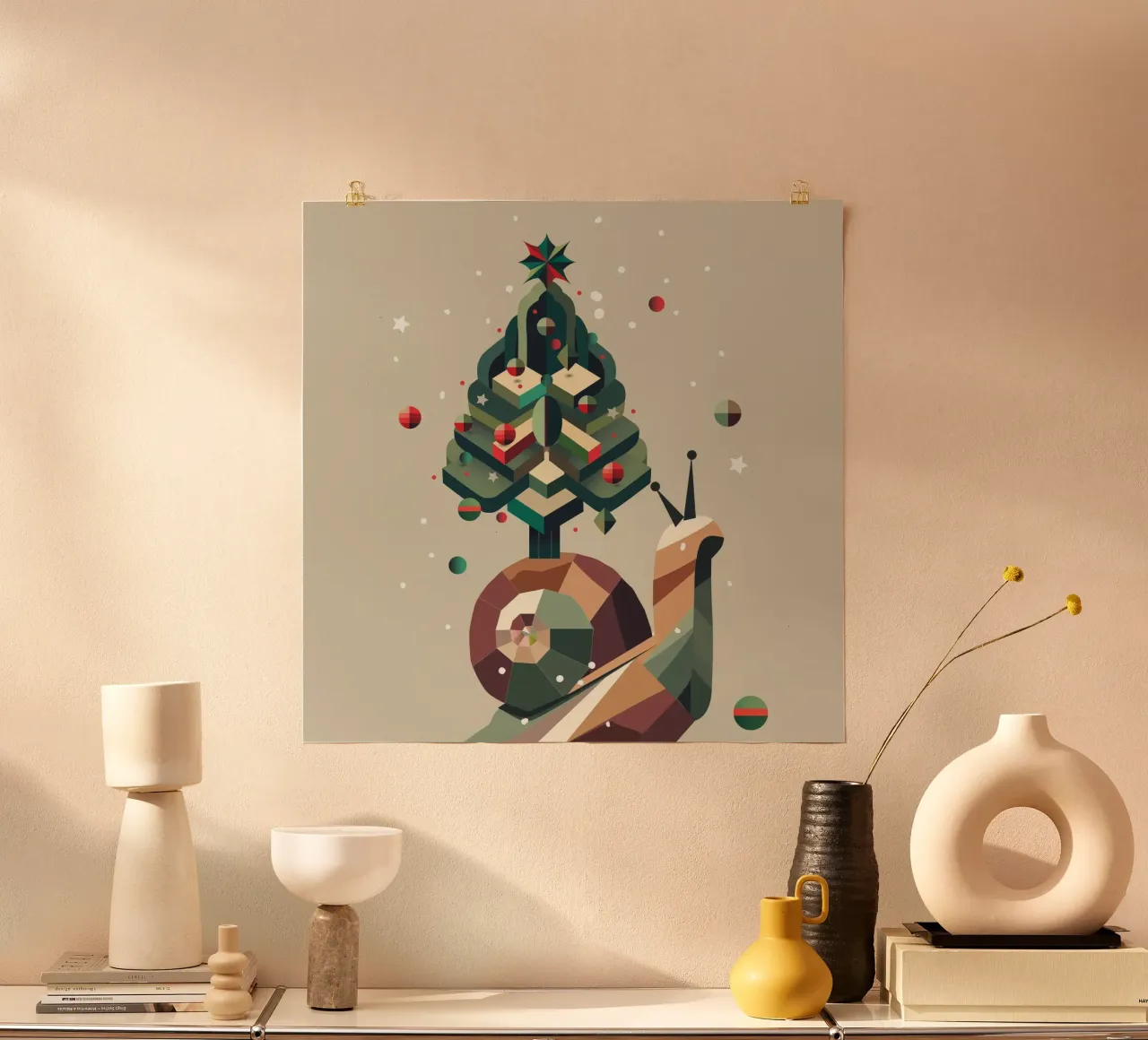 Lumaca di Natale allegra e creativa - Festosa e giocosa poster con telaio in plastica da namosh