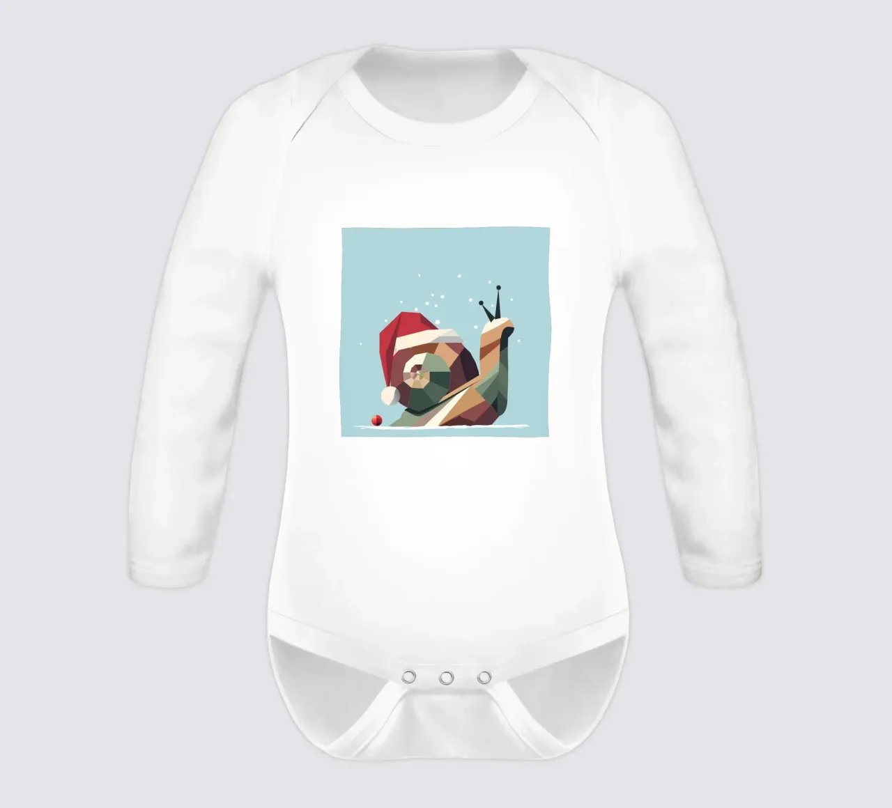 Christmas snail with charm and humour long-sleeve baby romper by namosh