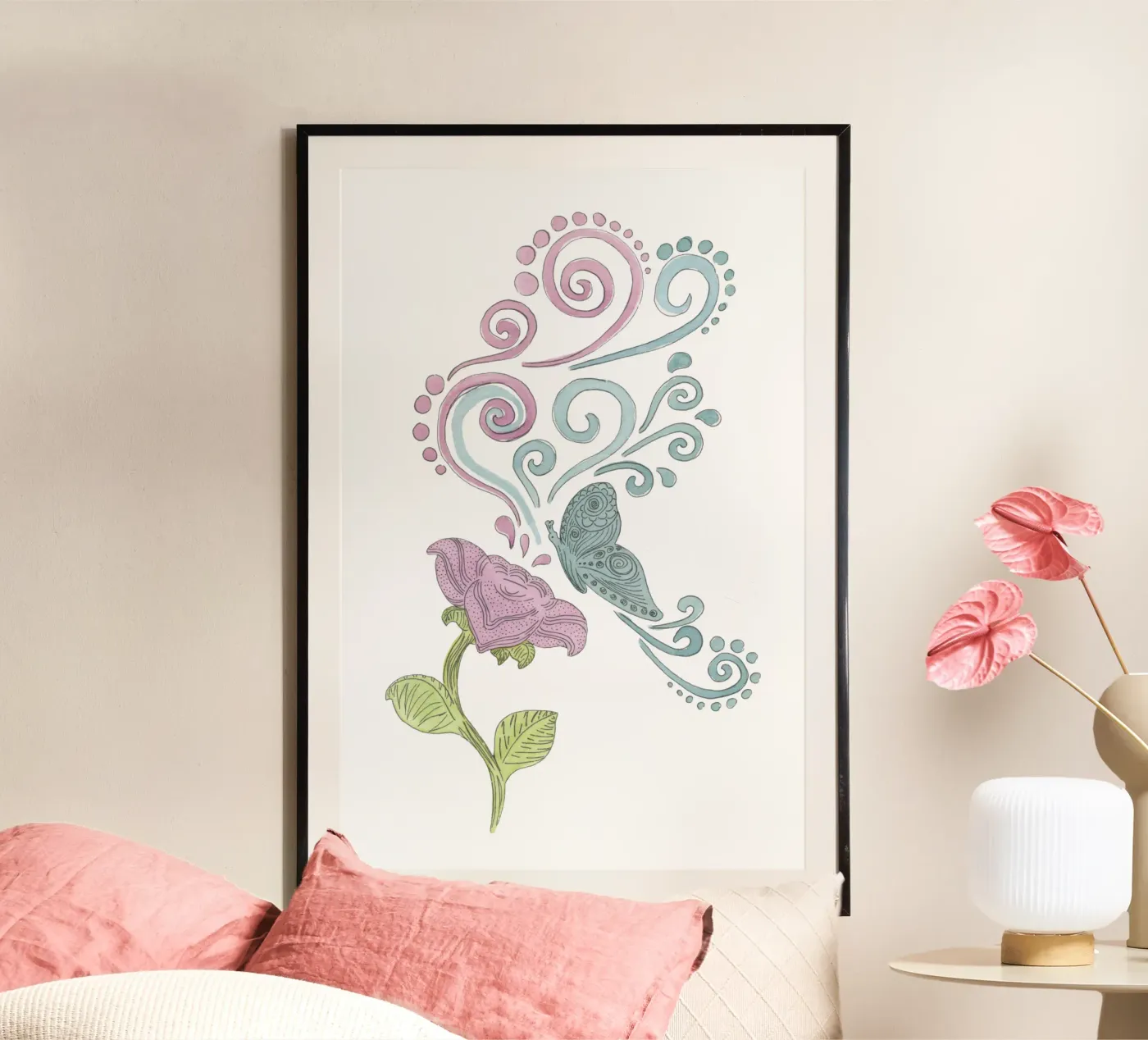 Schmetterlingsblume poster da Phine-Art