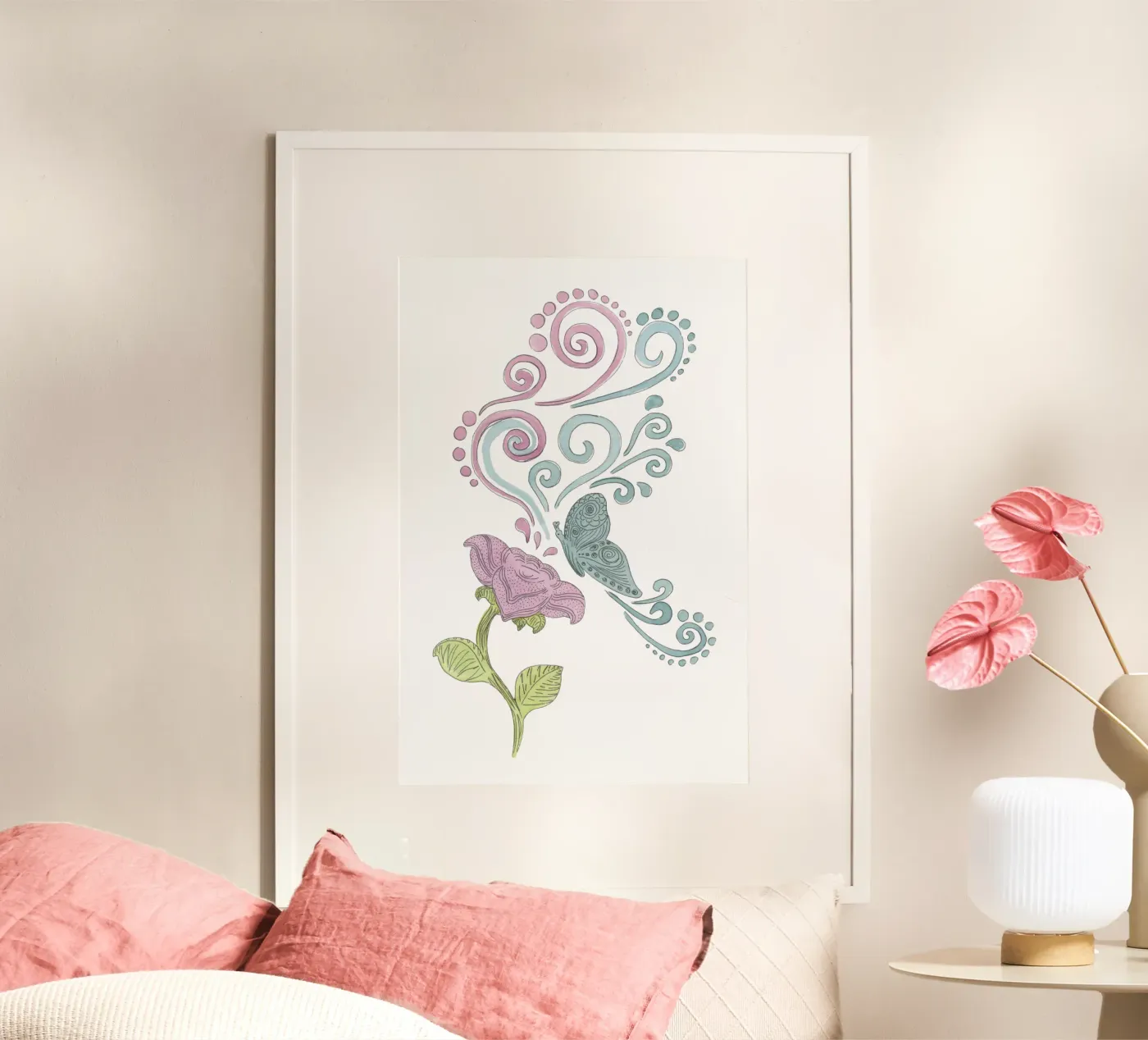 Schmetterlingsblume poster da Phine-Art