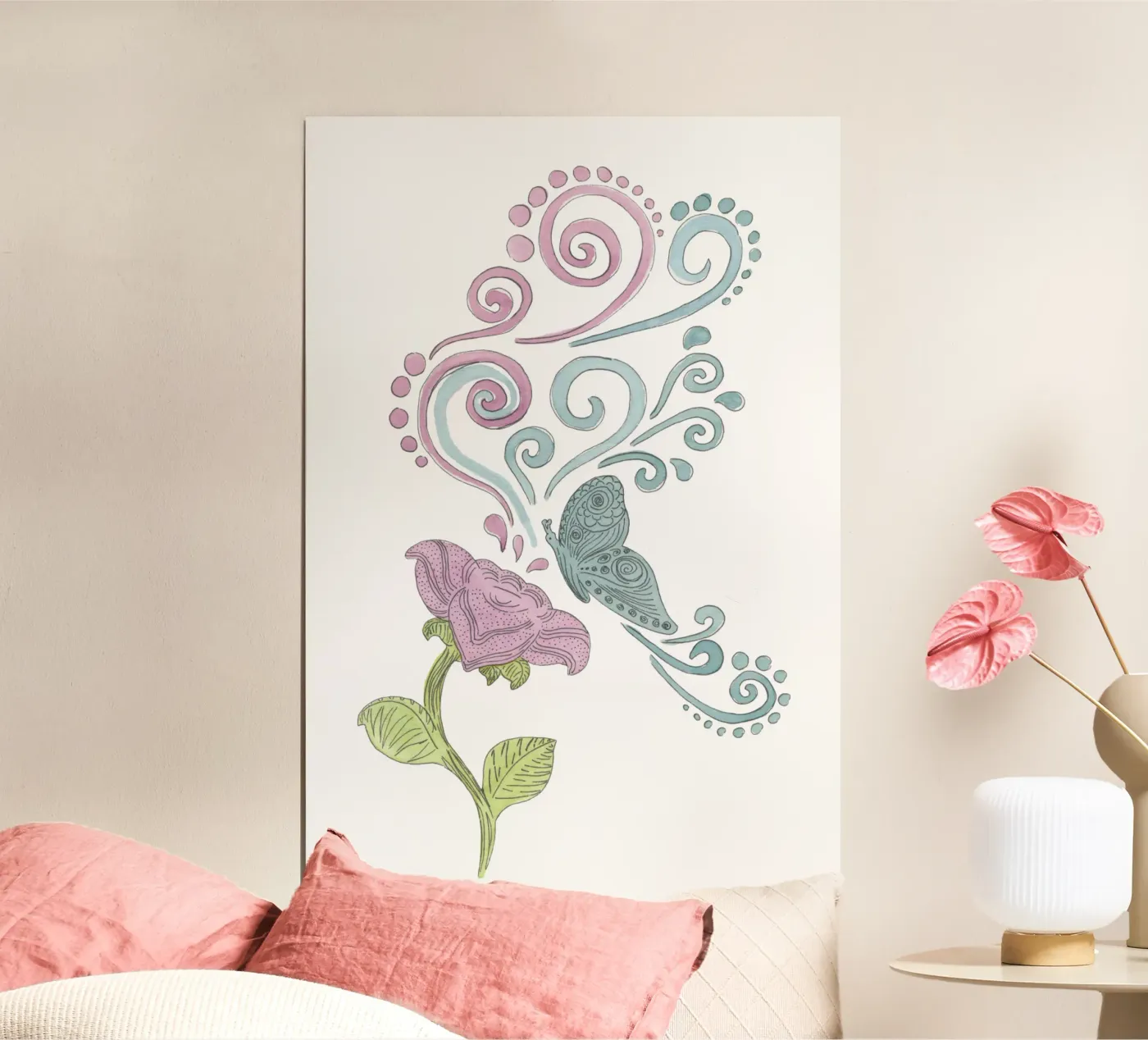 Schmetterlingsblume poster da Phine-Art