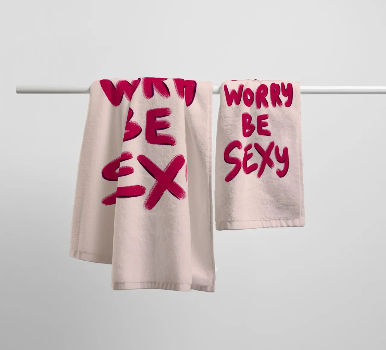 Don't worry be sexy - pink handlettering towel by Illustration Raissa Oltmanns