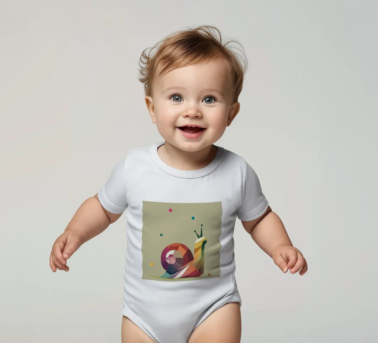 Colourful scroll in geometric style - cheerful colours short-sleeve baby romper by namosh