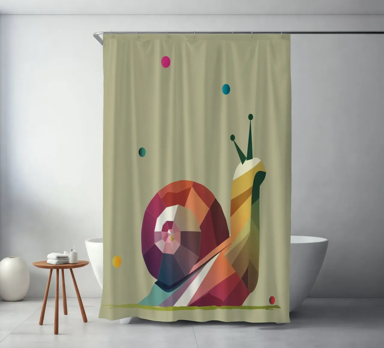 Colourful scroll in geometric style - cheerful colours shower curtain by namosh