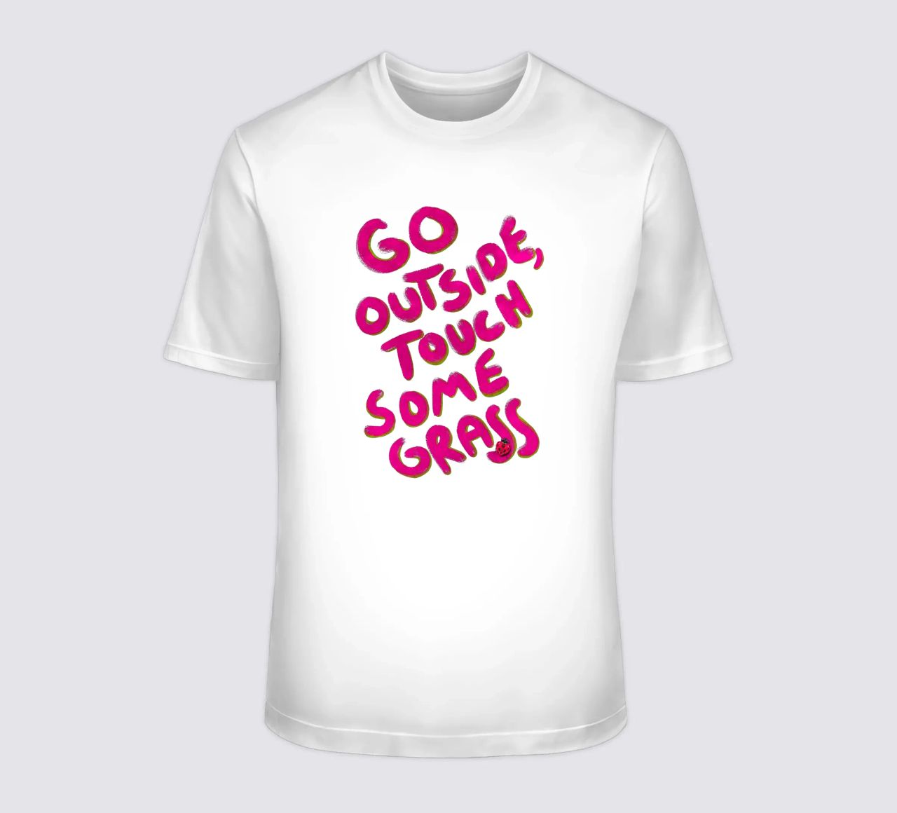 Go outside, touch some grass - handlettering t-shirt da Illustration Raissa Oltmanns