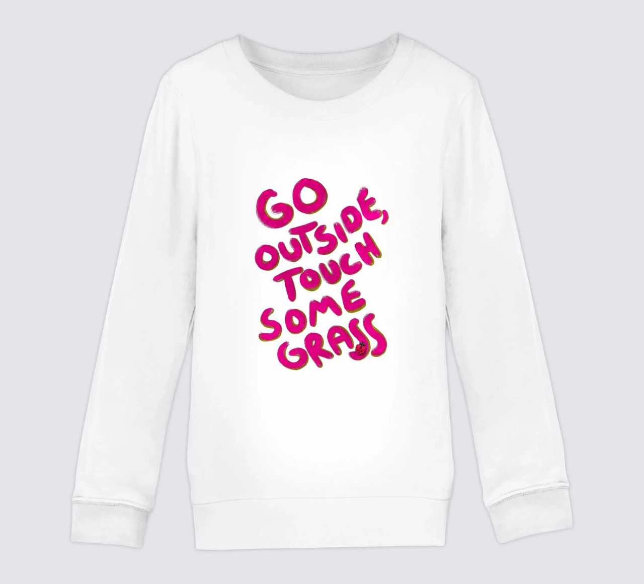 Go outside, touch some grass - handlettering felpa bambino da Illustration Raissa Oltmanns