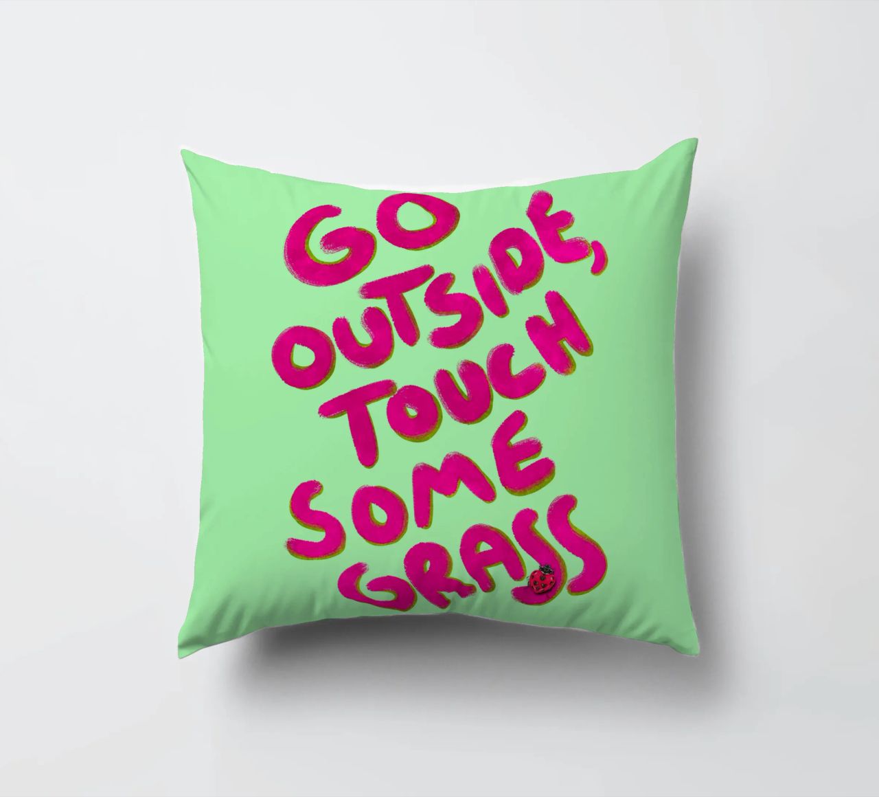 Go outside, touch some grass - handlettering cuscino da Illustration Raissa Oltmanns