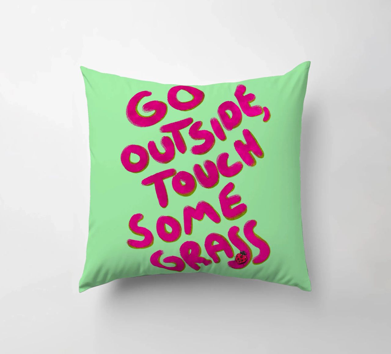 Go outside, touch some grass - handlettering cuscino da Illustration Raissa Oltmanns