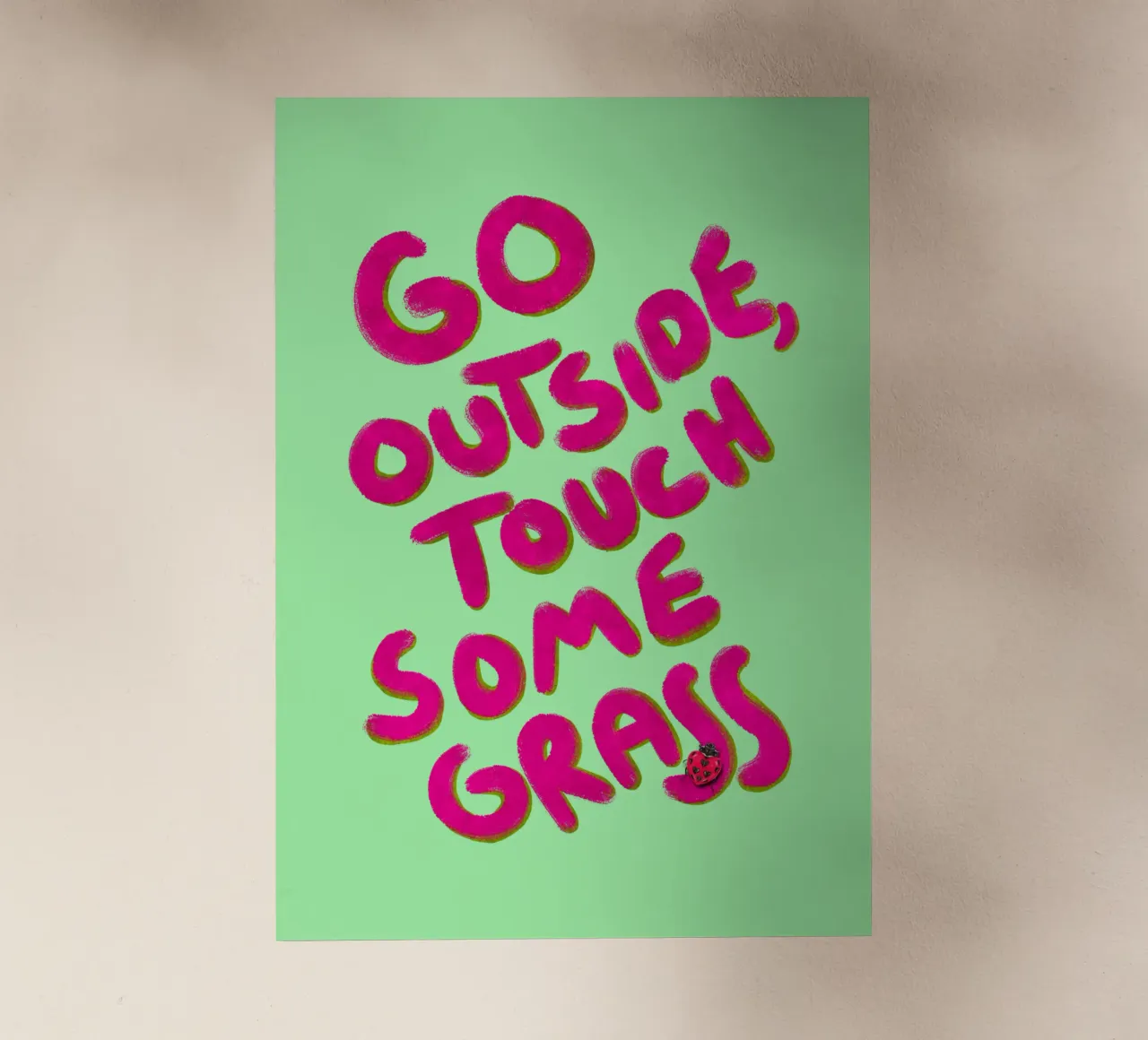 Go outside, touch some grass - handlettering lámina retroiluminada de Illustration Raissa Oltmanns