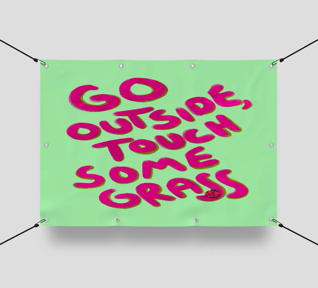 Go outside, touch some grass - handlettering telo in pvc da Illustration Raissa Oltmanns