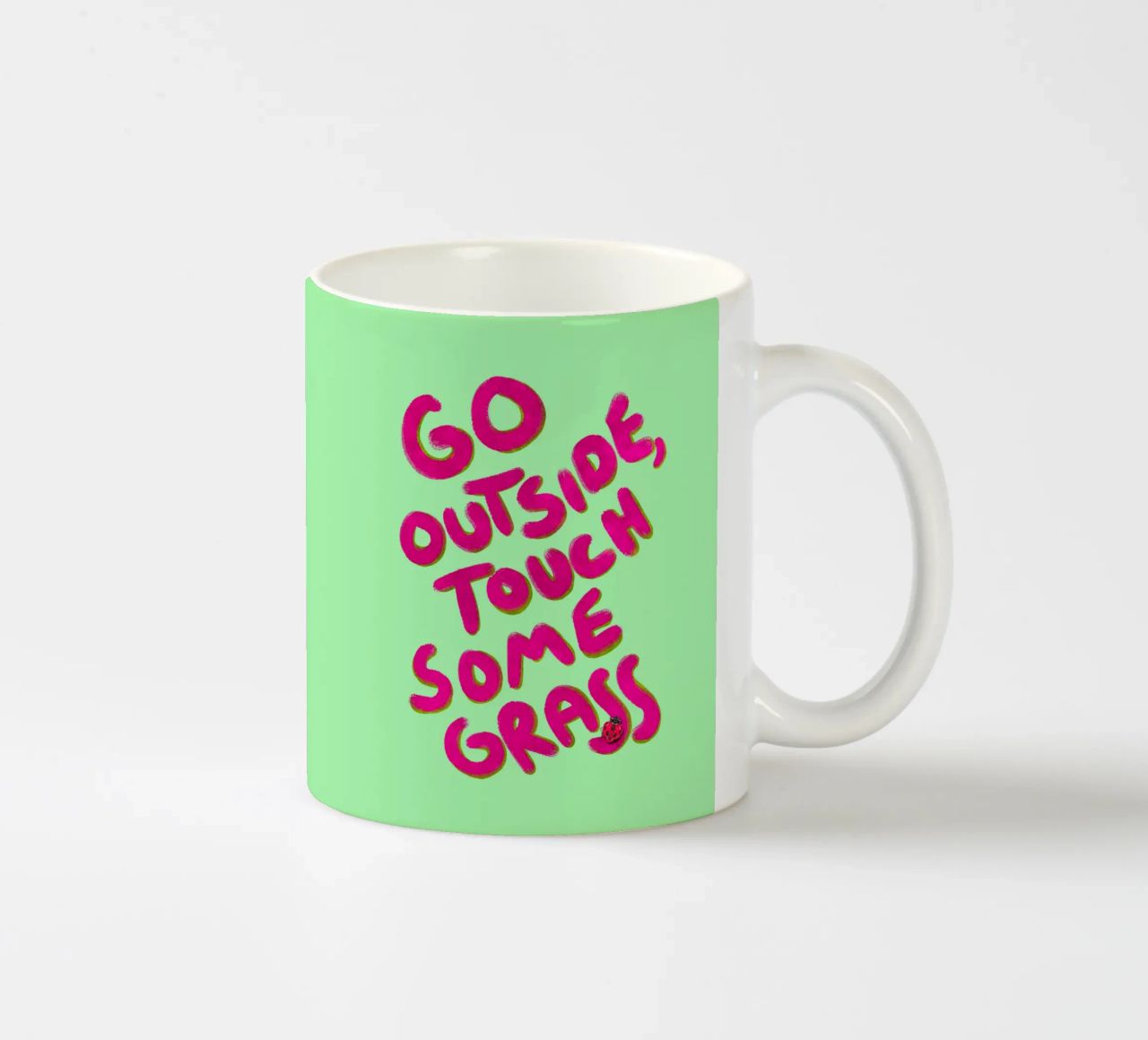 Go outside, touch some grass - handlettering tazza in ceramica da Illustration Raissa Oltmanns