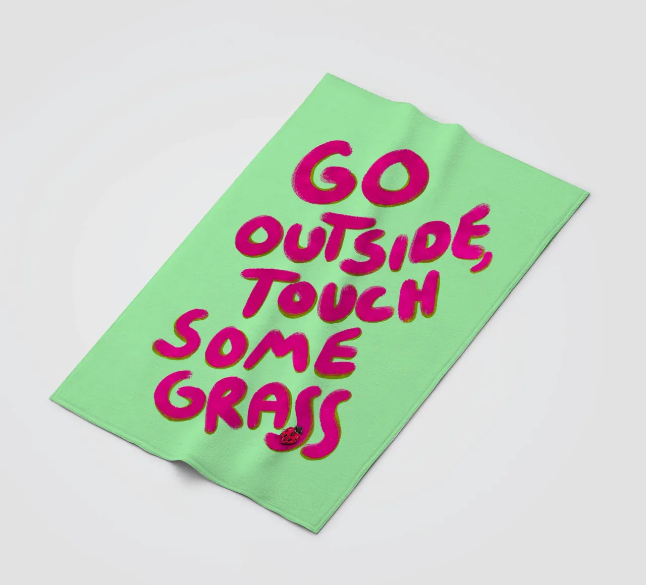 Go outside, touch some grass - handlettering manta de franela de Illustration Raissa Oltmanns