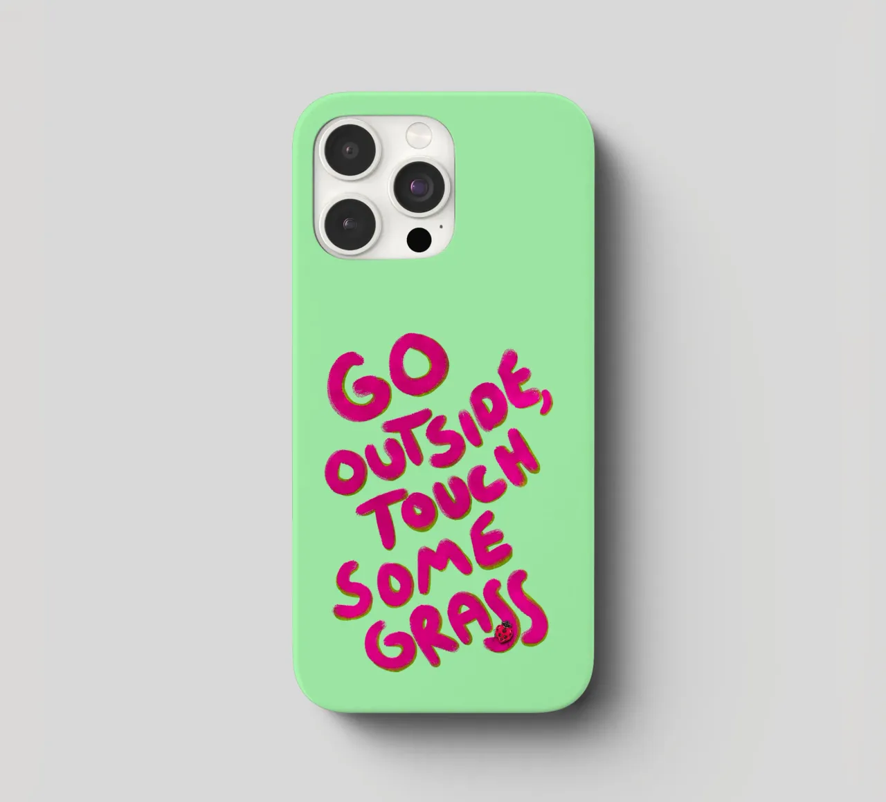 Go outside, touch some grass - handlettering cover iphone da Illustration Raissa Oltmanns