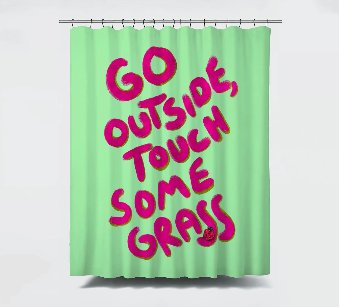 Go outside, touch some grass - handlettering tenda da doccia da Illustration Raissa Oltmanns