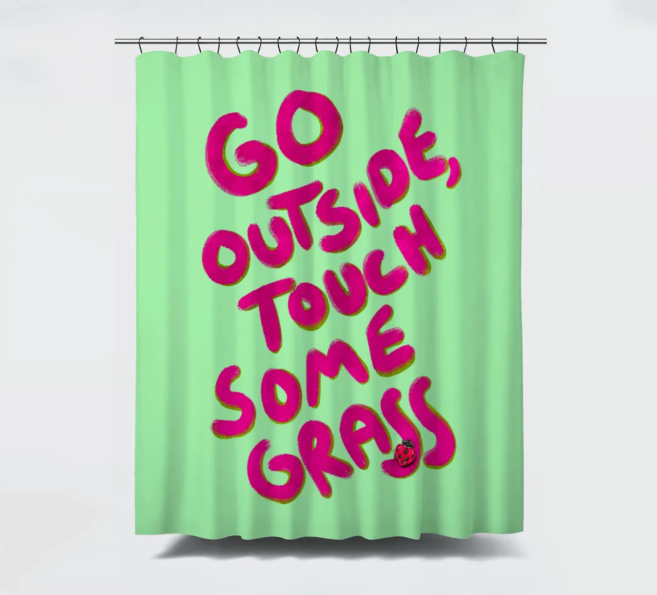 Go outside, touch some grass - handlettering tenda da doccia da Illustration Raissa Oltmanns