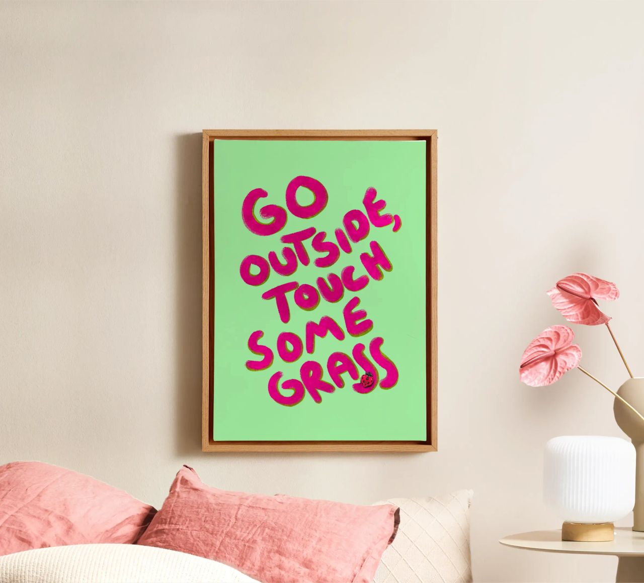Go outside, touch some grass - handlettering tela da Illustration Raissa Oltmanns