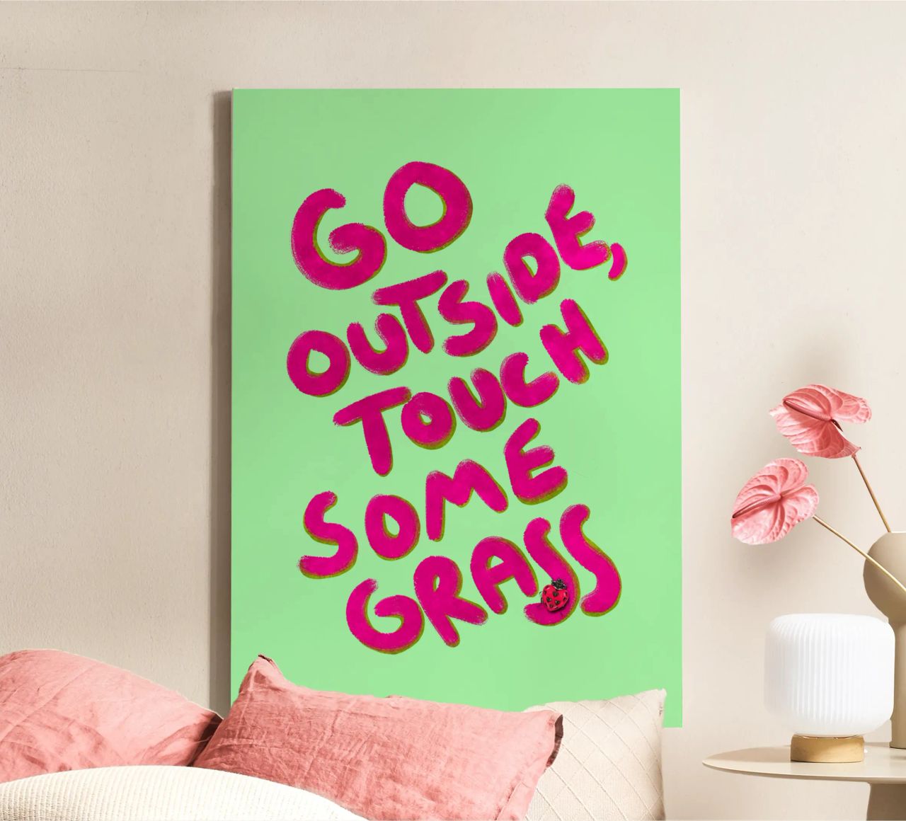 Go outside, touch some grass - handlettering tela da Illustration Raissa Oltmanns